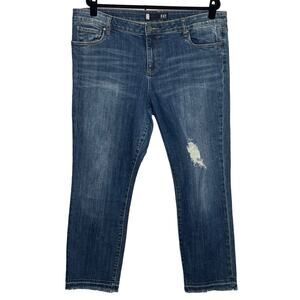 Kut Reese Mid Rise Ankle Raw Hem Straight Leg  Size 16